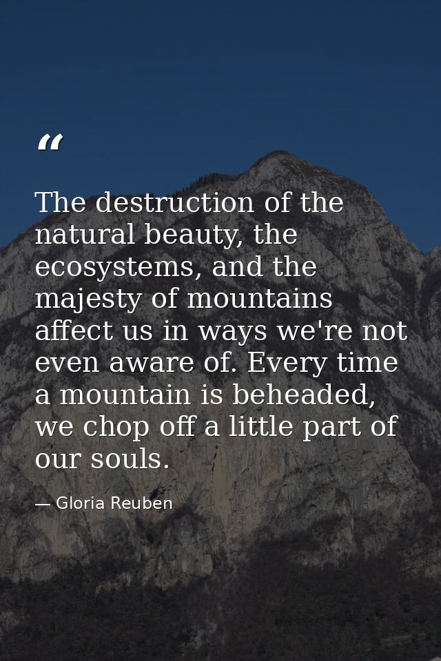 The destruction of the natural beauty, the ecosystems, and the majesty of mountains affect us in ways we're not even awa — Gloria Reuben