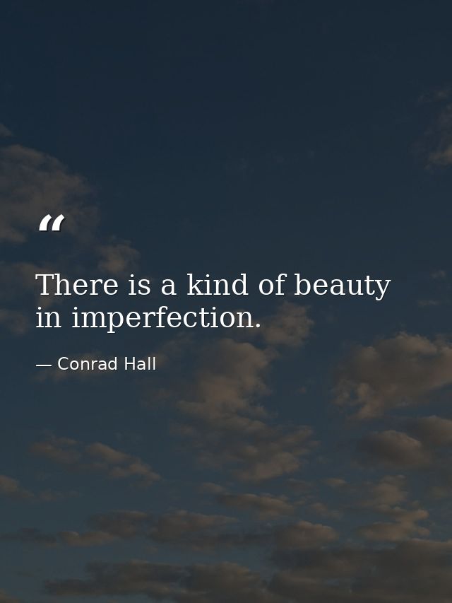 There is a kind of beauty in imperfection. — Conrad Hall