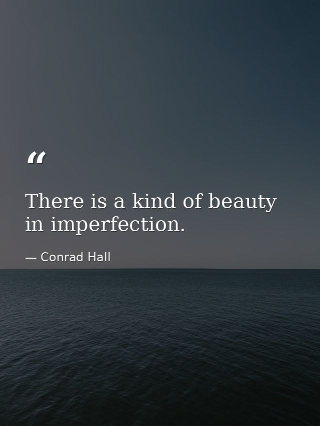 There is a kind of beauty in imperfection. — Conrad Hall