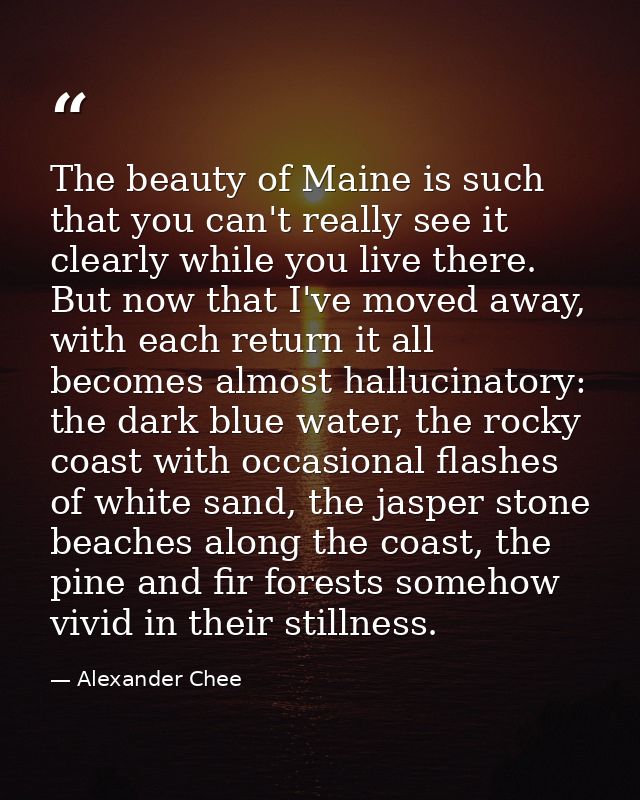 The beauty of Maine is such that you can't really see it clearly while you live there. But now that I've moved away, wit — Alexander Chee
