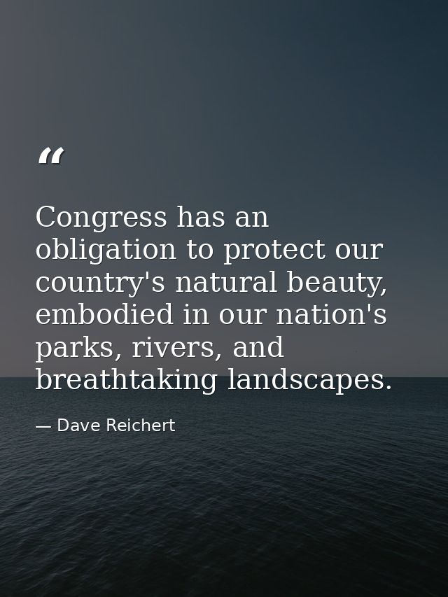 Congress has an obligation to protect our country's natural beauty, embodied in our nation's parks, rivers, and breathta — Dave Reichert