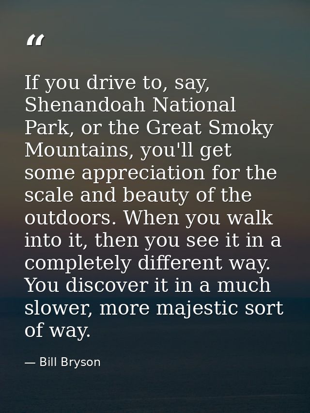 If you drive to, say, Shenandoah National Park, or the Great Smoky Mountains, you'll get some appreciation for the scale — Bill Bryson