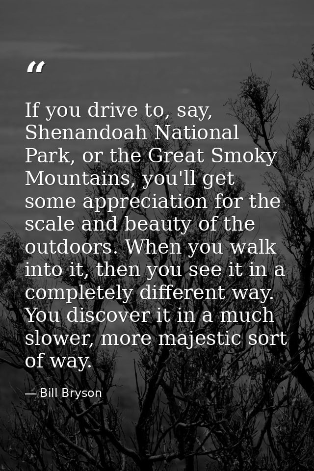 If you drive to, say, Shenandoah National Park, or the Great Smoky Mountains, you'll get some appreciation for the scale — Bill Bryson