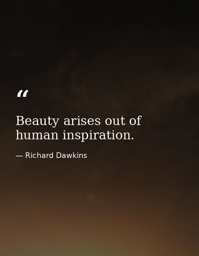 Beauty arises out of human inspiration. — Richard Dawkins