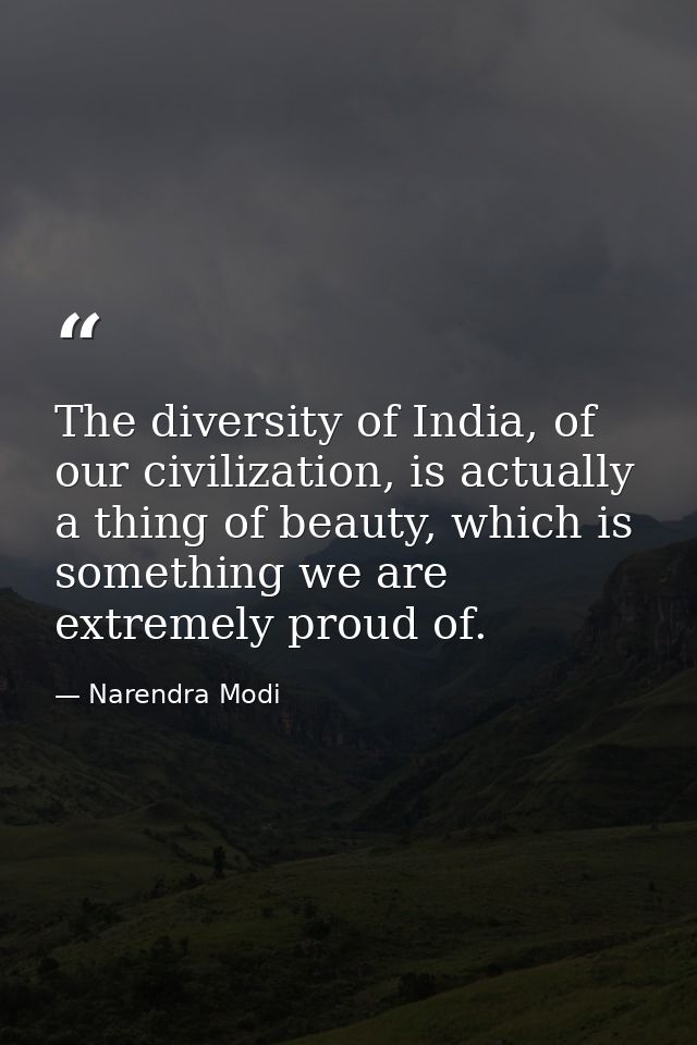 The diversity of India, of our civilization, is actually a thing of beauty, which is something we are extremely proud of — Narendra Modi