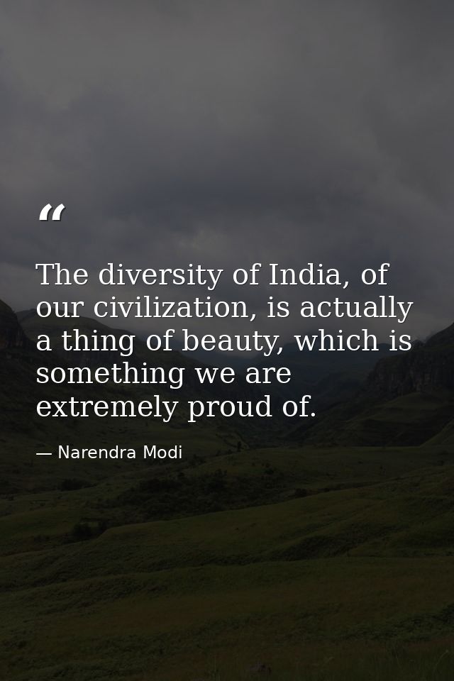 The diversity of India, of our civilization, is actually a thing of beauty, which is something we are extremely proud of — Narendra Modi