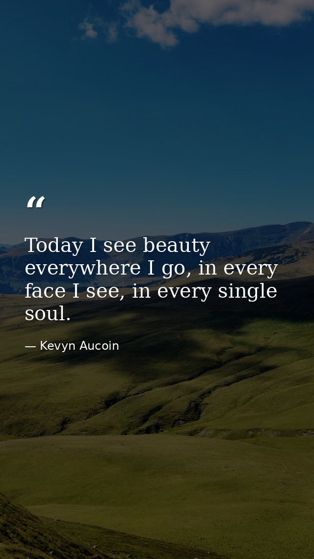 Today I see beauty everywhere I go, in every face I see, in every single soul. — Kevyn Aucoin