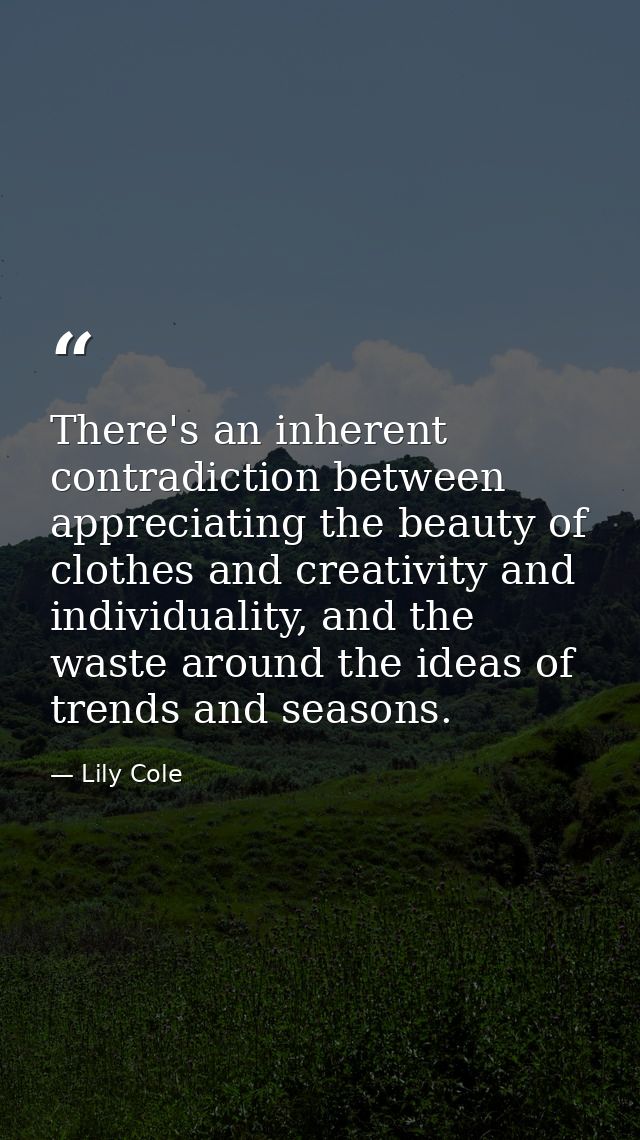 There's an inherent contradiction between appreciating the beauty of clothes and creativity and individuality, and the w — Lily Cole