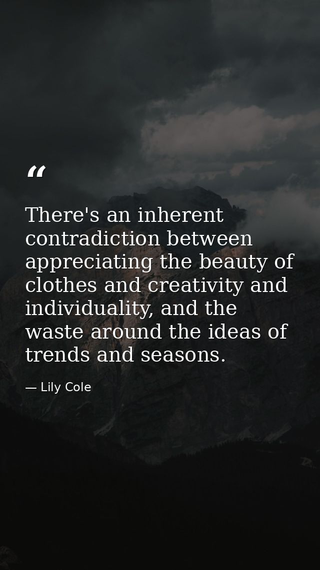 There's an inherent contradiction between appreciating the beauty of clothes and creativity and individuality, and the w — Lily Cole
