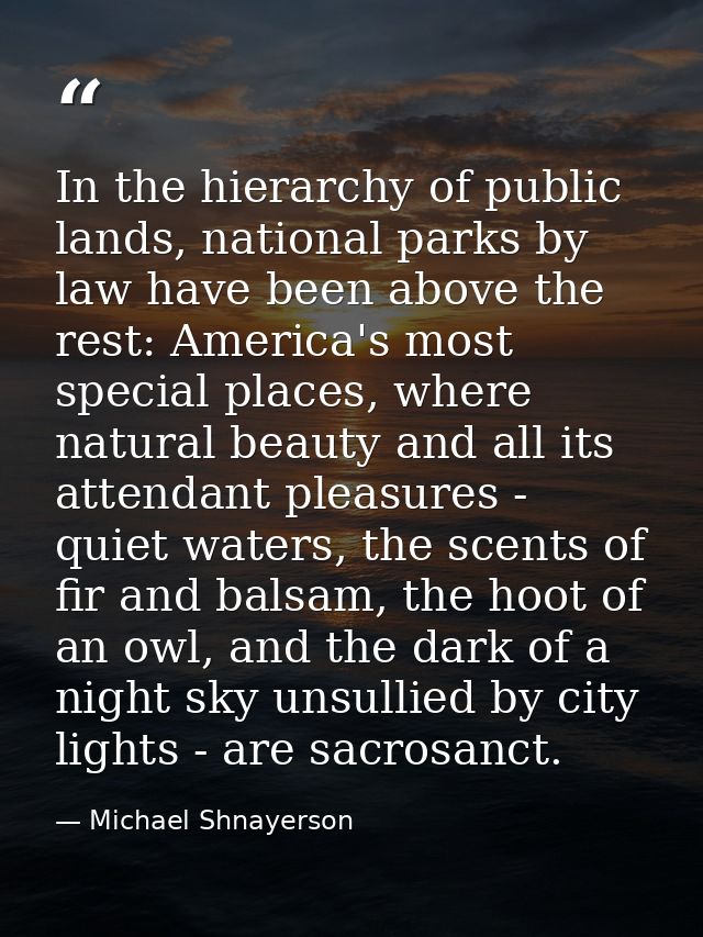 In the hierarchy of public lands, national parks by law have been above the rest: America's most special places, where n — Michael Shnayerson