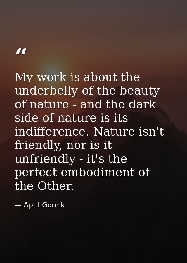 My work is about the underbelly of the beauty of nature - and the dark side of nature is its indifference. Nature isn't  — April Gornik