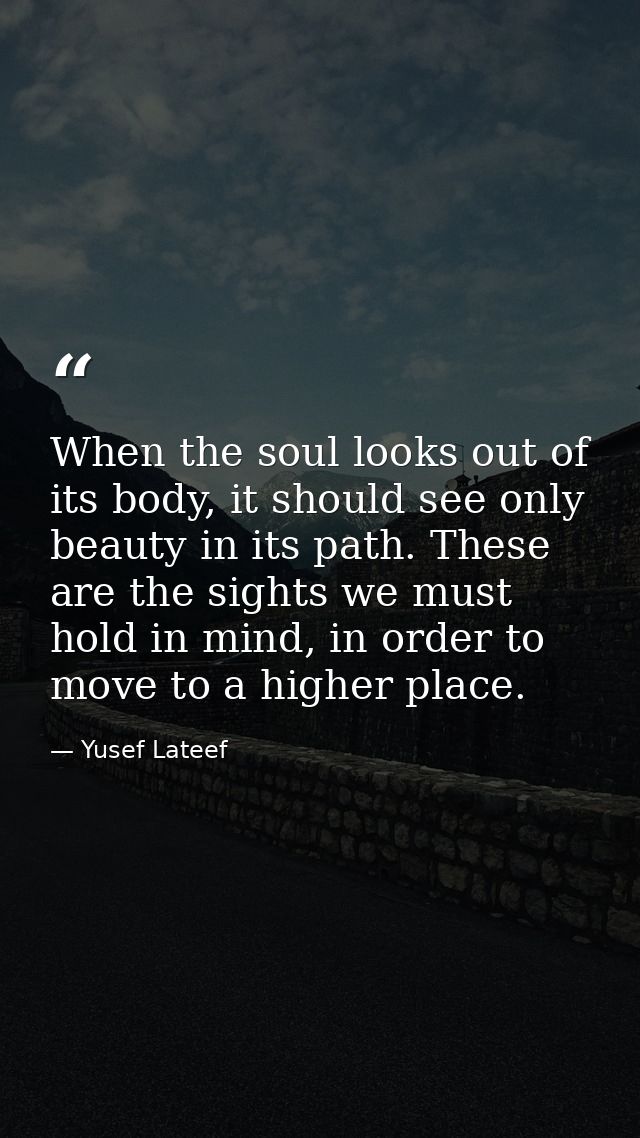 When the soul looks out of its body, it should see only beauty in its path. These are the sights we must hold in mind, i — Yusef Lateef