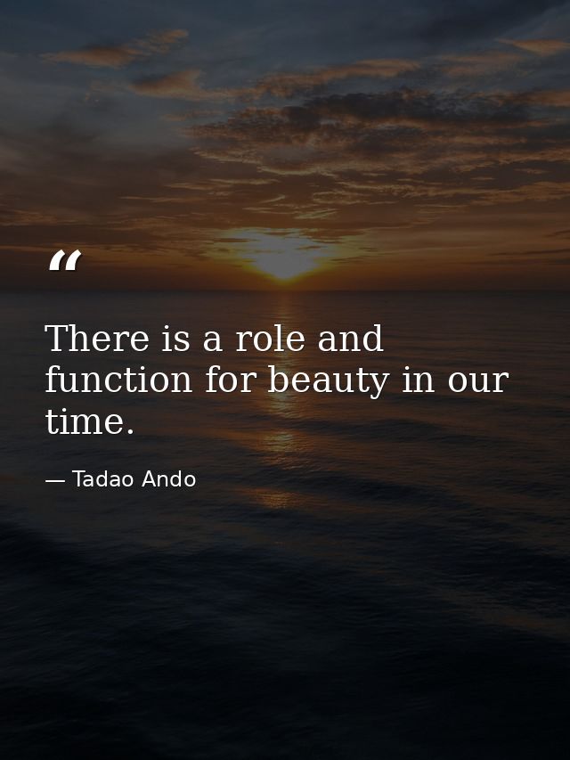 There is a role and function for beauty in our time. — Tadao Ando