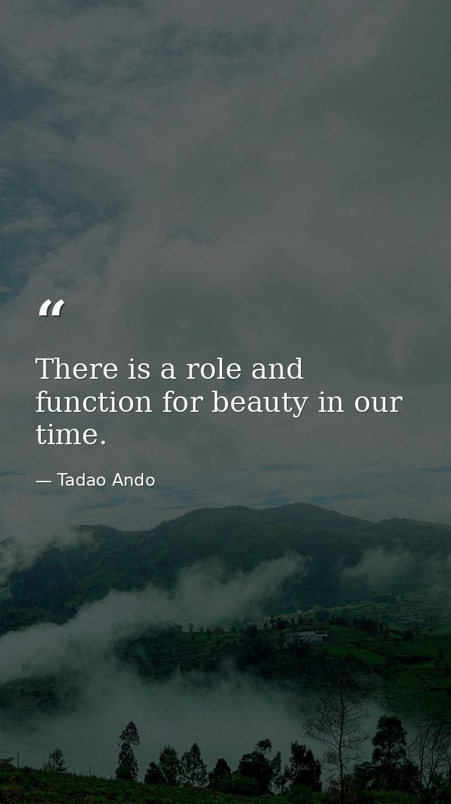 There is a role and function for beauty in our time. — Tadao Ando