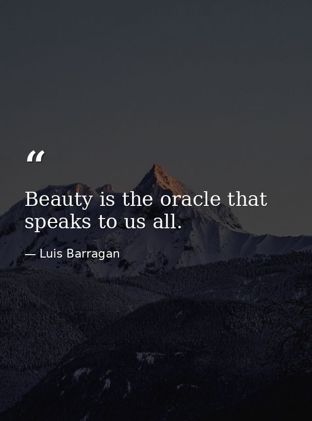 Beauty is the oracle that speaks to us all. — Luis Barragan