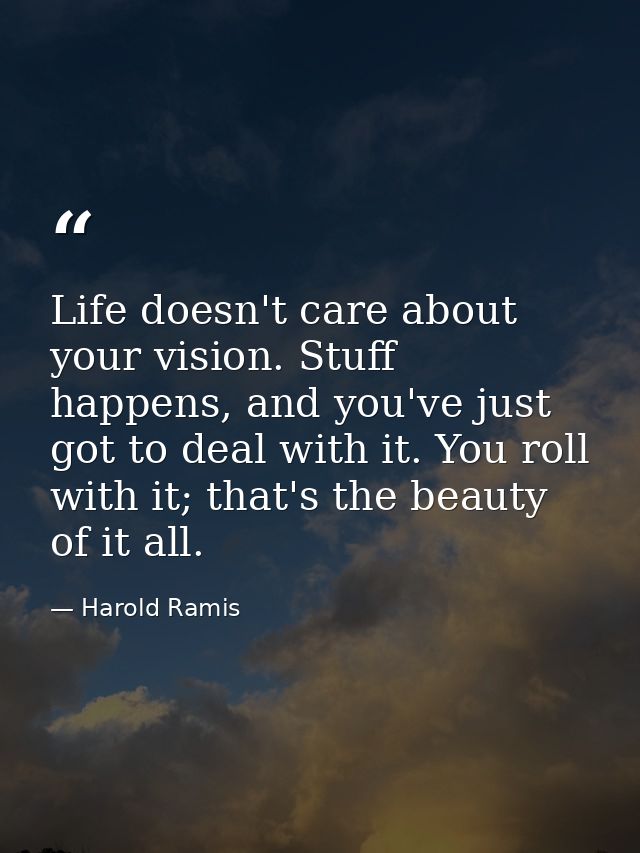 Life doesn't care about your vision. Stuff happens, and you've just got to deal with it. You roll with it; that's the be — Harold Ramis