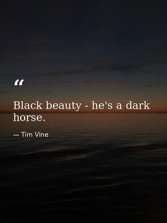Black beauty - he's a dark horse. — Tim Vine