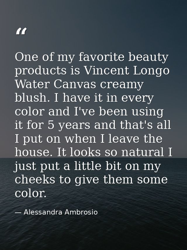 One of my favorite beauty products is Vincent Longo Water Canvas creamy blush. I have it in every color and I've been us — Alessandra Ambrosio