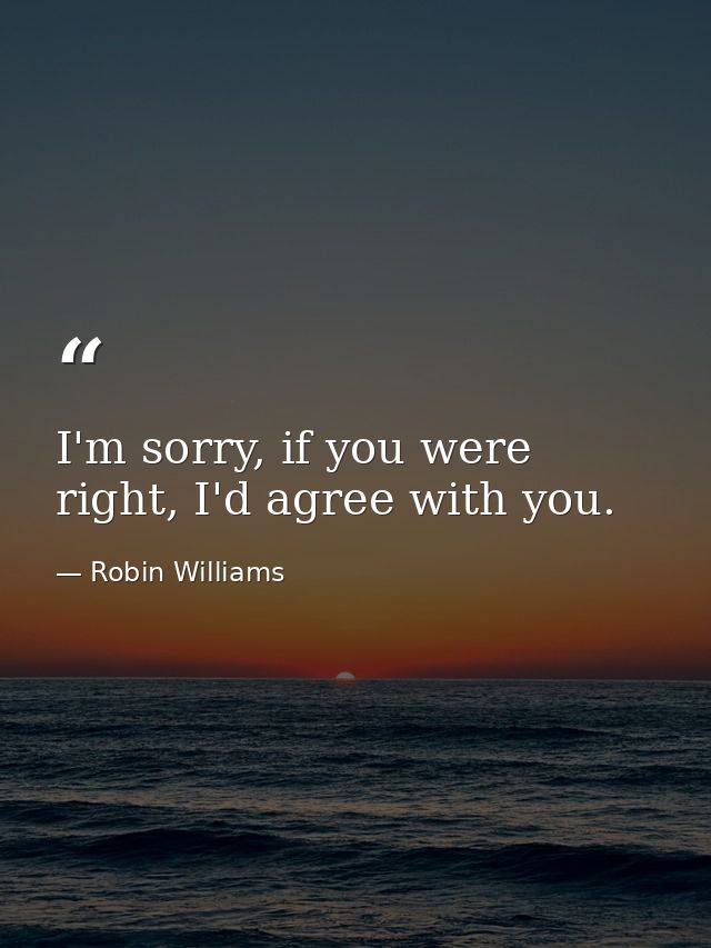 I'm sorry, if you were right, I'd agree with you. — Robin Williams