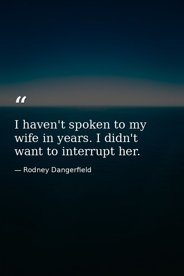 I haven't spoken to my wife in years. I didn't want to interrupt her. — Rodney Dangerfield