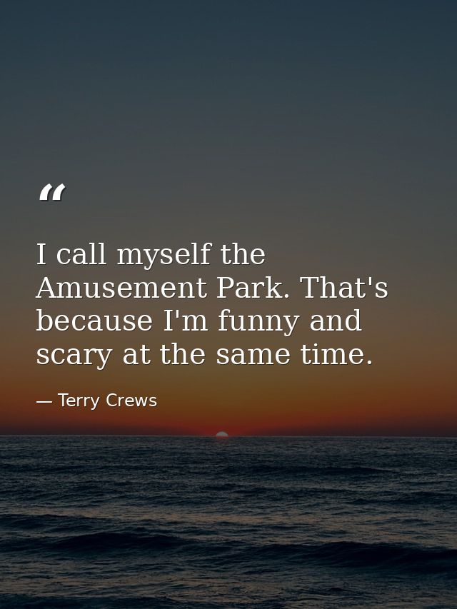 I call myself the Amusement Park. That's because I'm funny and scary at the same time. — Terry Crews