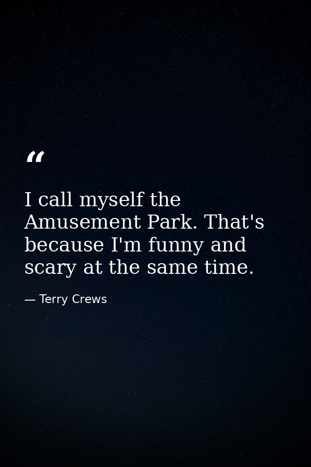 I call myself the Amusement Park. That's because I'm funny and scary at the same time. — Terry Crews