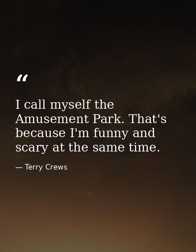 I call myself the Amusement Park. That's because I'm funny and scary at the same time. — Terry Crews