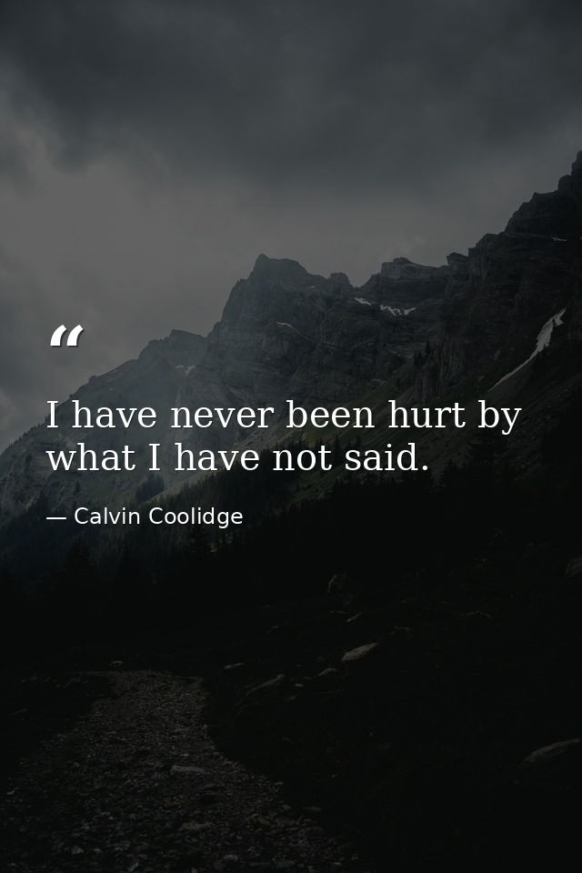 I have never been hurt by what I have not said. — Calvin Coolidge