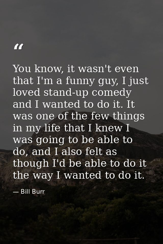 You know, it wasn't even that I'm a funny guy, I just loved stand-up comedy and I wanted to do it. It was one of the few — Bill Burr