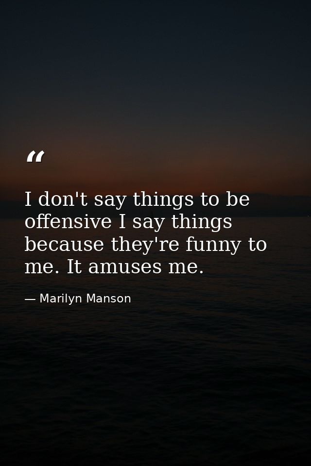 I don't say things to be offensive I say things because they're funny to me. It amuses me. — Marilyn Manson