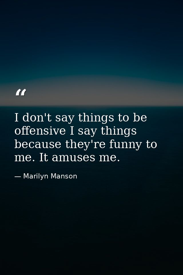 I don't say things to be offensive I say things because they're funny to me. It amuses me. — Marilyn Manson