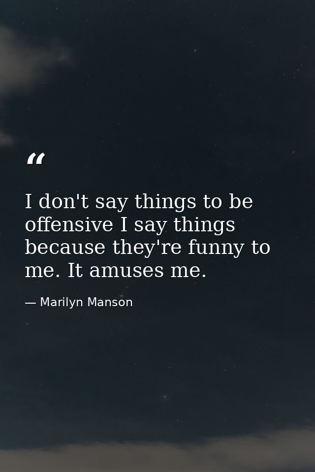I don't say things to be offensive I say things because they're funny to me. It amuses me. — Marilyn Manson