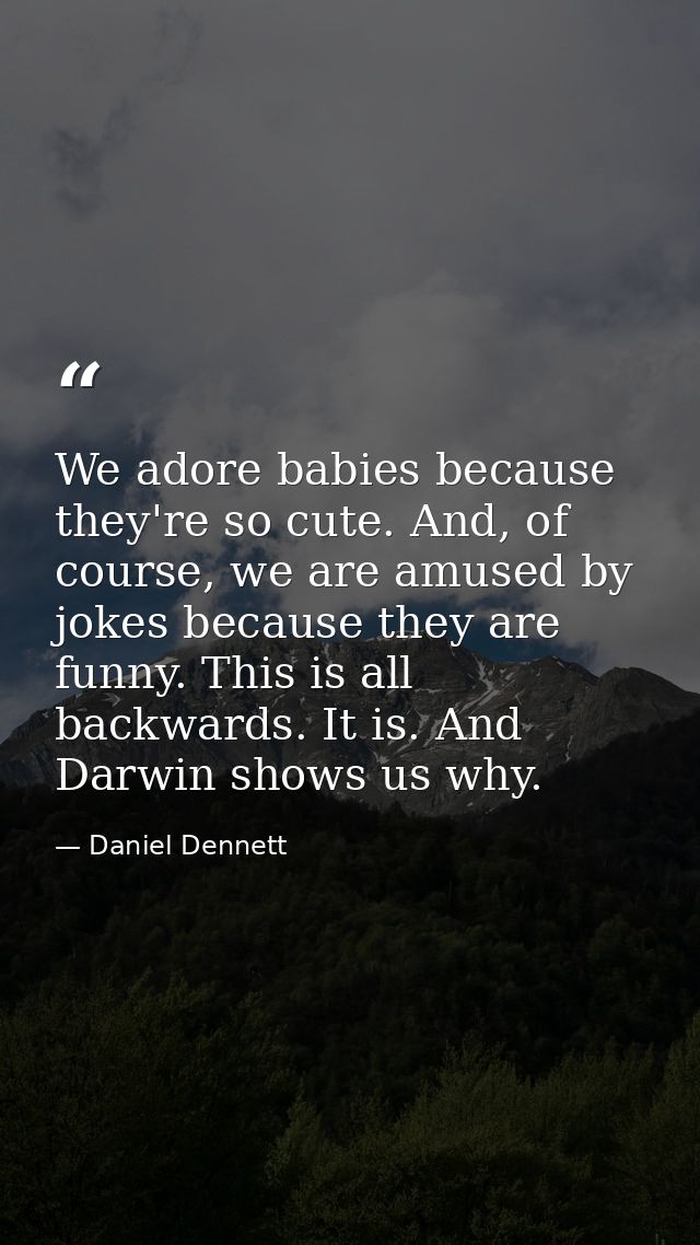 We adore babies because they're so cute. And, of course, we are amused by jokes because they are funny. This is all back — Daniel Dennett