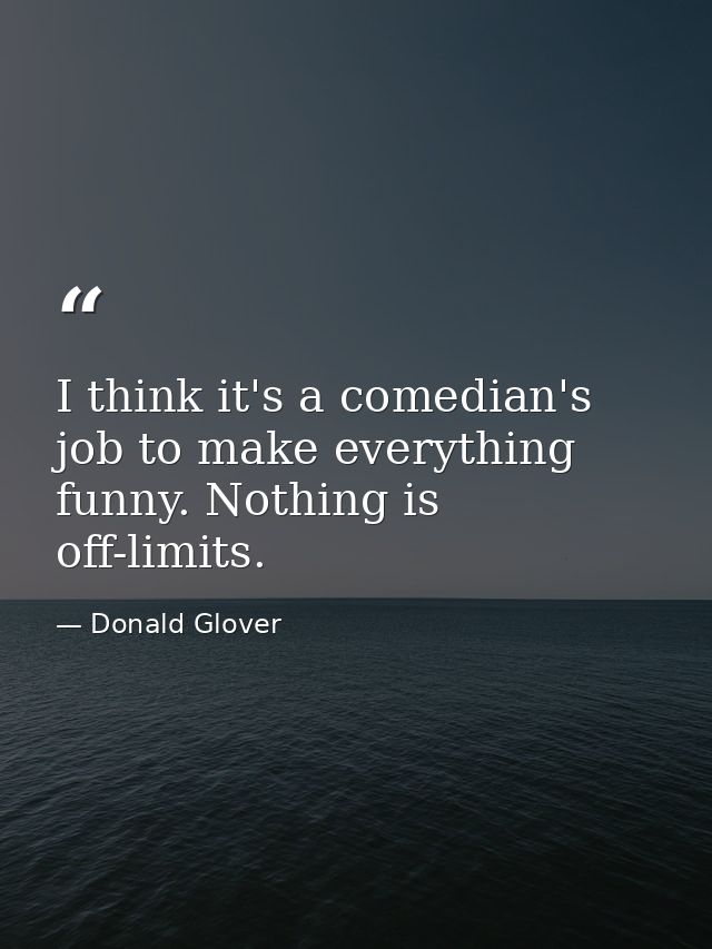 I think it's a comedian's job to make everything funny. Nothing is off-limits. — Donald Glover
