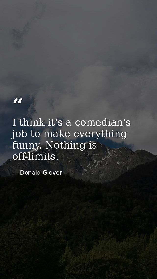 I think it's a comedian's job to make everything funny. Nothing is off-limits. — Donald Glover