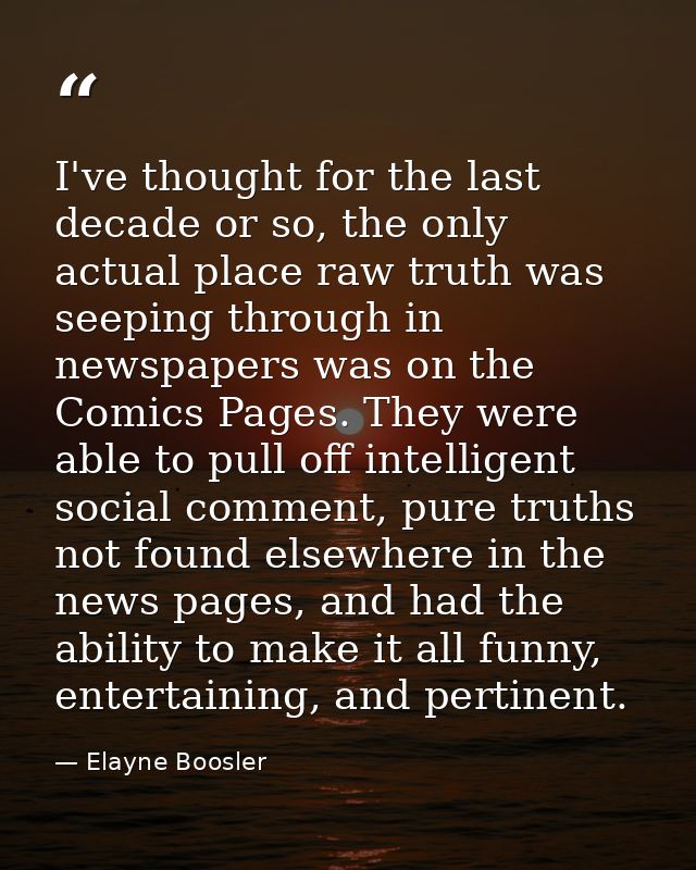 I've thought for the last decade or so, the only actual place raw truth was seeping through in newspapers was on the Com — Elayne Boosler