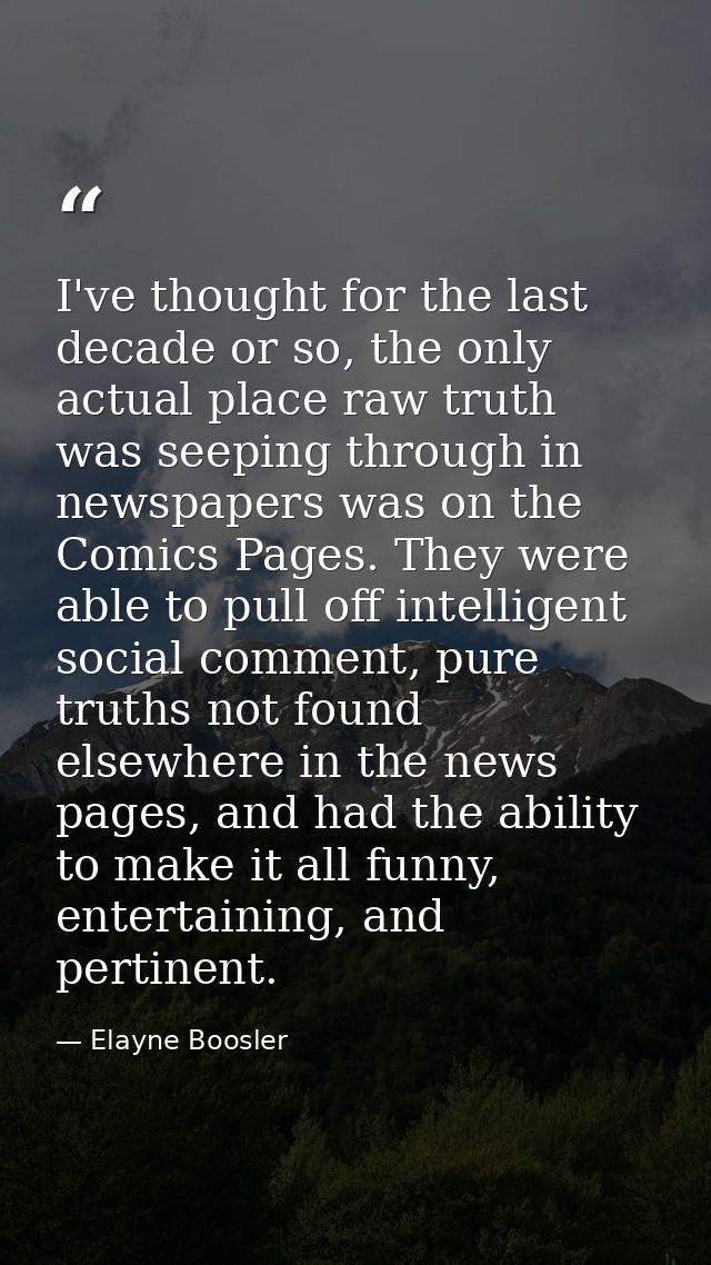 I've thought for the last decade or so, the only actual place raw truth was seeping through in newspapers was on the Com — Elayne Boosler