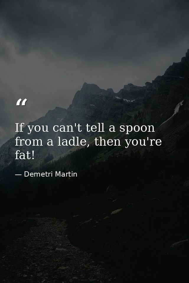 If you can't tell a spoon from a ladle, then you're fat! — Demetri Martin