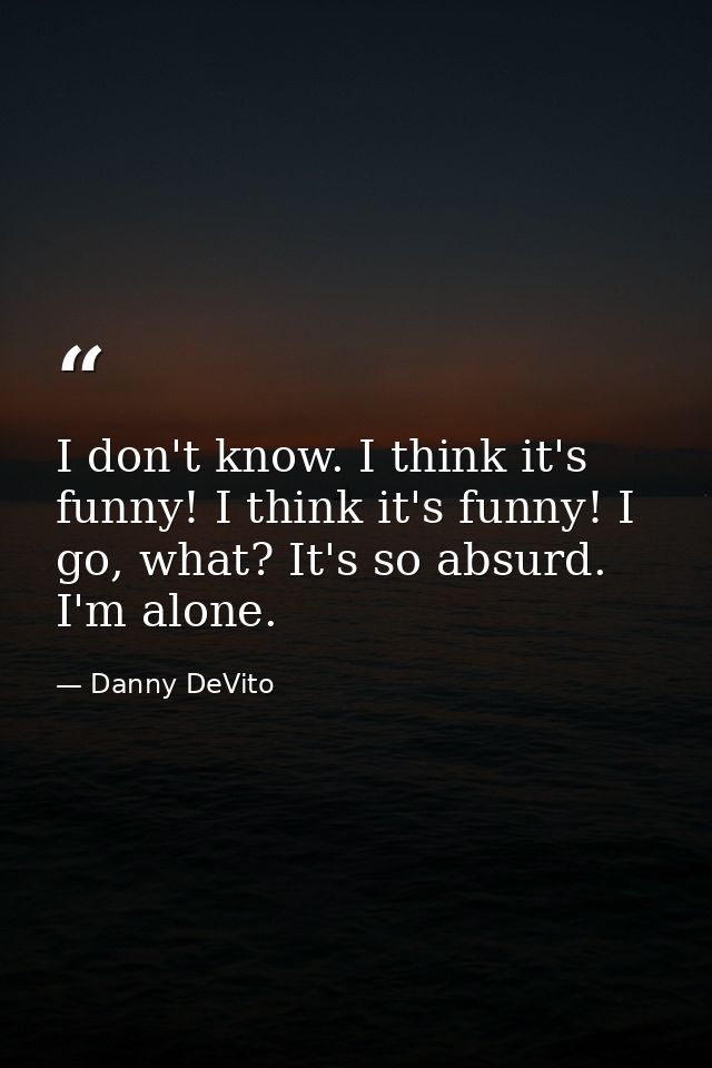 I don't know. I think it's funny! I think it's funny! I go, what? It's so absurd. I'm alone. — Danny DeVito