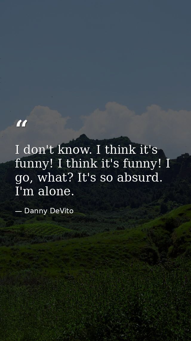 I don't know. I think it's funny! I think it's funny! I go, what? It's so absurd. I'm alone. — Danny DeVito