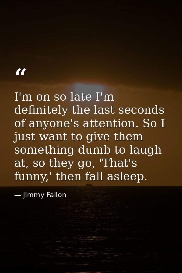 I'm on so late I'm definitely the last seconds of anyone's attention. So I just want to give them something dumb to laug — Jimmy Fallon