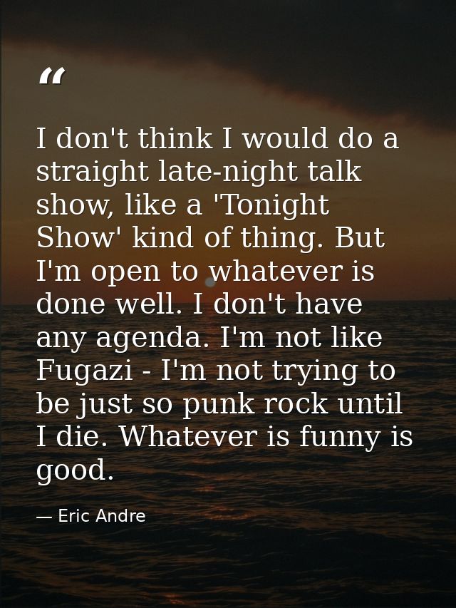 I don't think I would do a straight late-night talk show, like a 'Tonight Show' kind of thing. But I'm open to whatever  — Eric Andre
