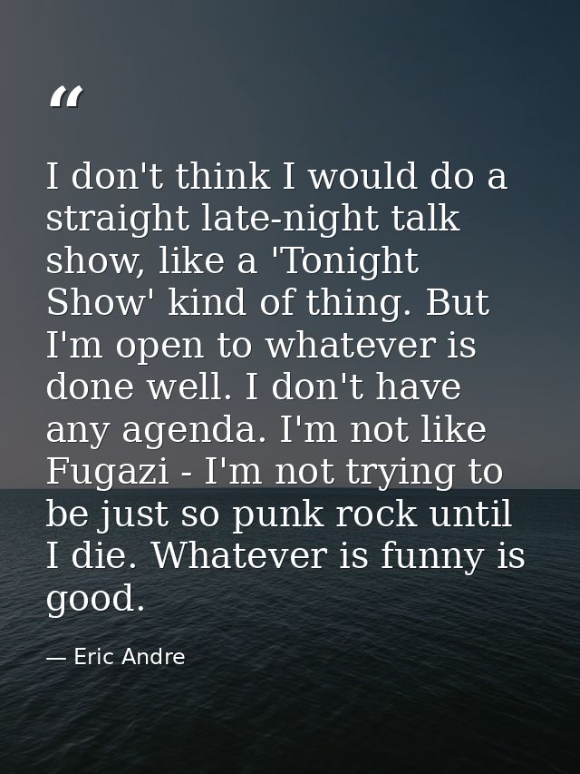 I don't think I would do a straight late-night talk show, like a 'Tonight Show' kind of thing. But I'm open to whatever  — Eric Andre
