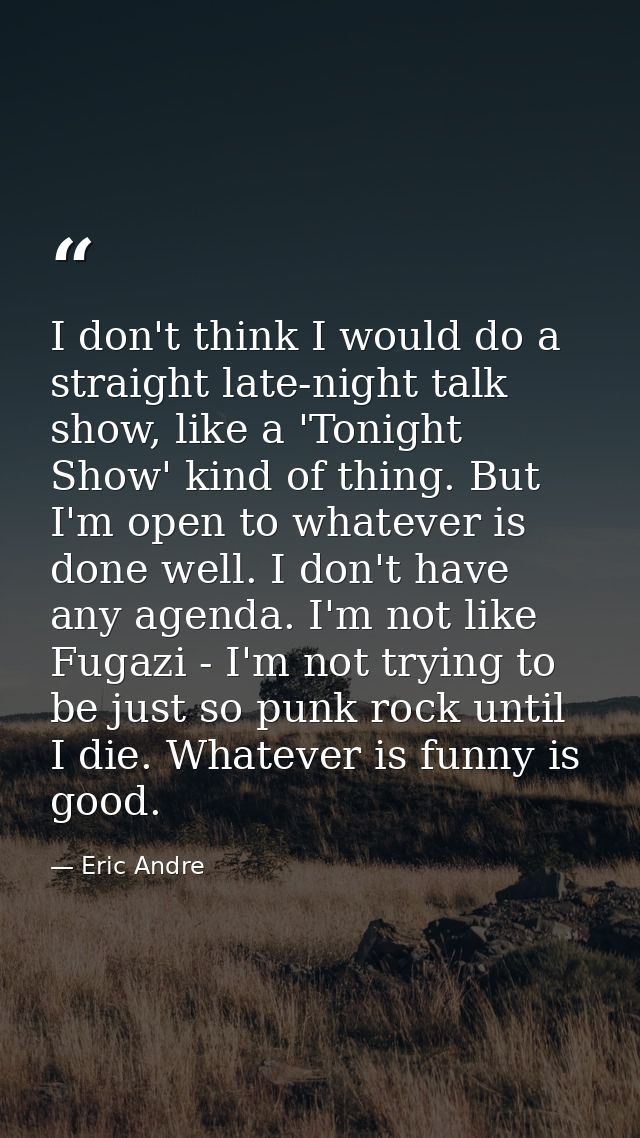 I don't think I would do a straight late-night talk show, like a 'Tonight Show' kind of thing. But I'm open to whatever  — Eric Andre