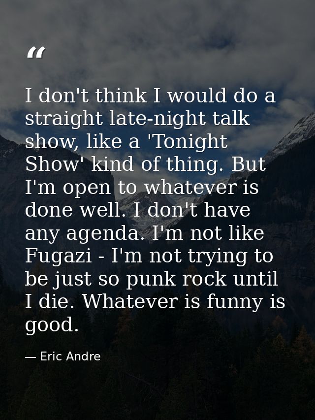 I don't think I would do a straight late-night talk show, like a 'Tonight Show' kind of thing. But I'm open to whatever  — Eric Andre