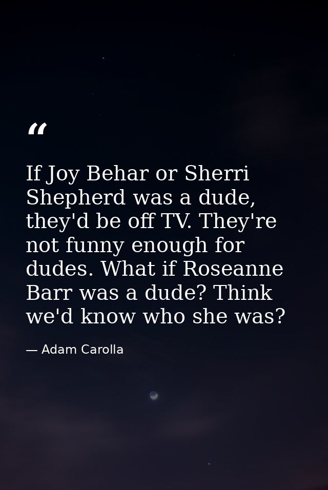 If Joy Behar or Sherri Shepherd was a dude, they'd be off TV. They're not funny enough for dudes. What if Roseanne Barr  — Adam Carolla
