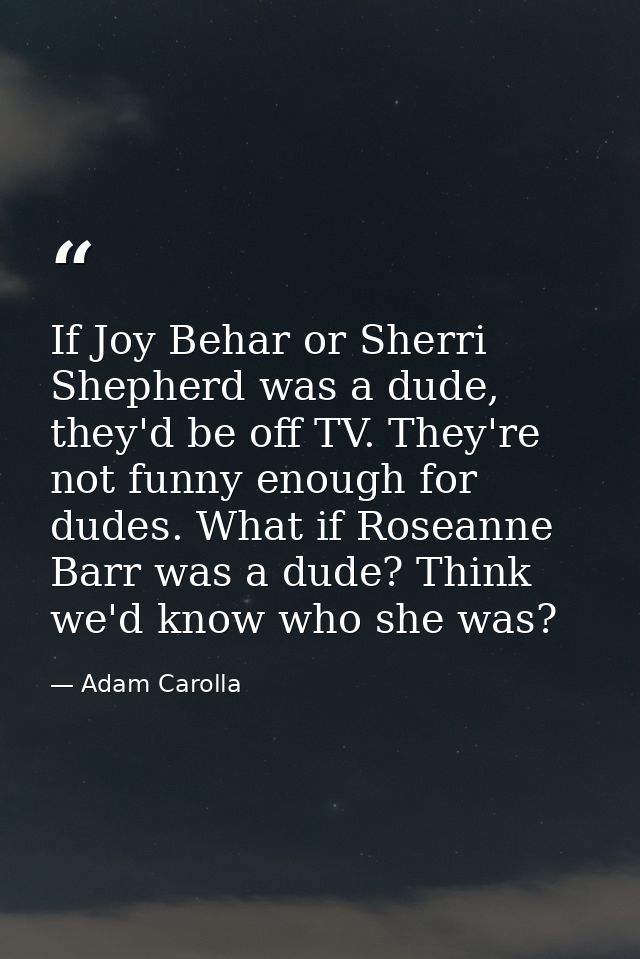 If Joy Behar or Sherri Shepherd was a dude, they'd be off TV. They're not funny enough for dudes. What if Roseanne Barr  — Adam Carolla