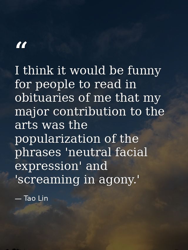 I think it would be funny for people to read in obituaries of me that my major contribution to the arts was the populari — Tao Lin