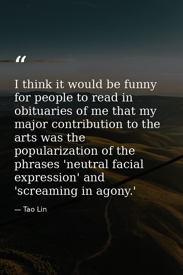 I think it would be funny for people to read in obituaries of me that my major contribution to the arts was the populari — Tao Lin
