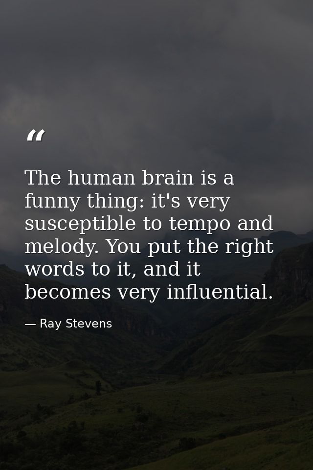 The human brain is a funny thing: it's very susceptible to tempo and melody. You put the right words to it, and it becom — Ray Stevens